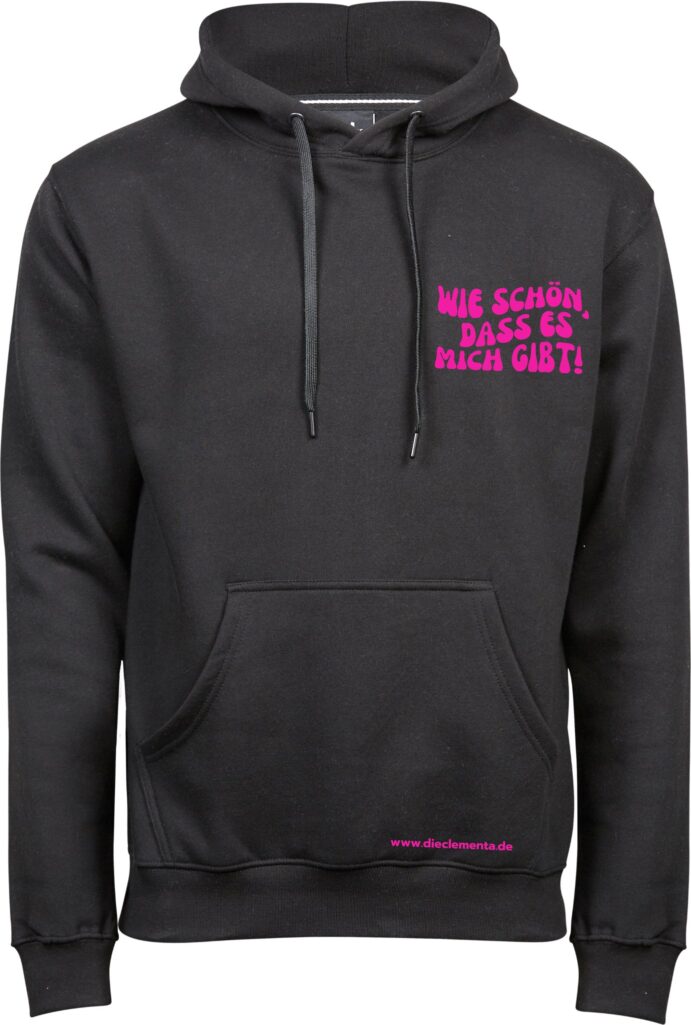 schwarzer Hoodie mit Aufdruck vorne