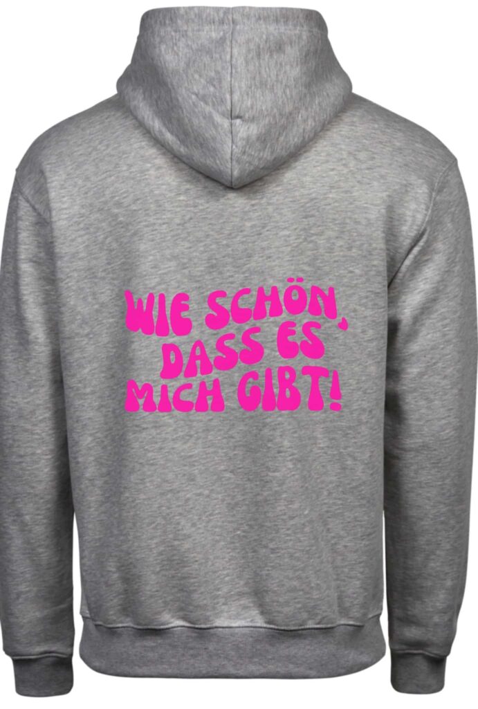 grauer Hoodie mit Aufdruck hinten – Bild 4
