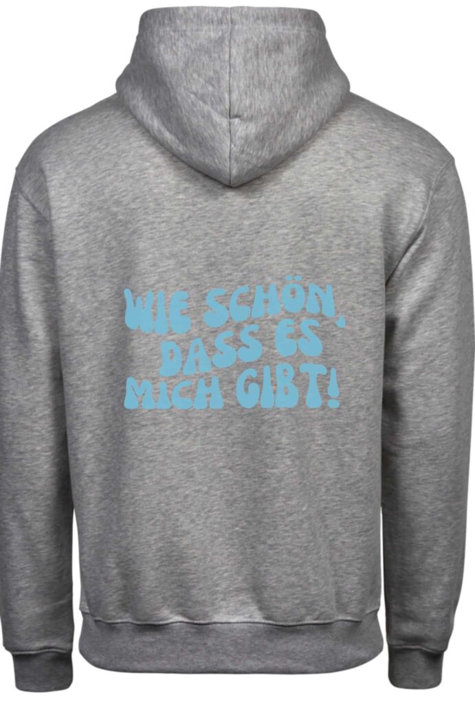 grauer Hoodie mit Aufdruck hinten – Bild 6