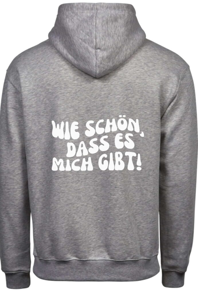 grauer Hoodie mit Aufdruck hinten