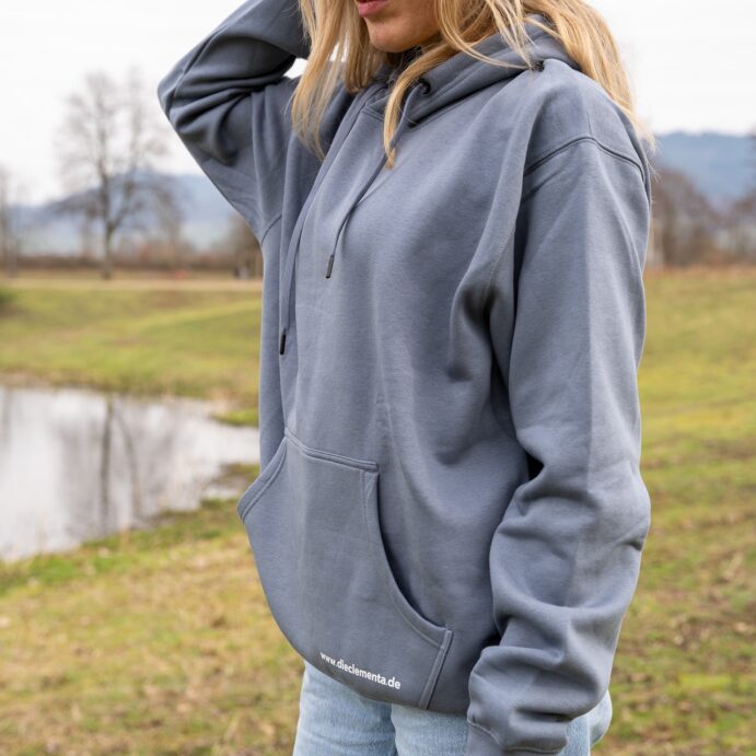 blauer Hoodie mit Aufdruck hinten – Bild 2