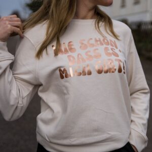 beiges Sweatshirt mit Aufdruck vorne