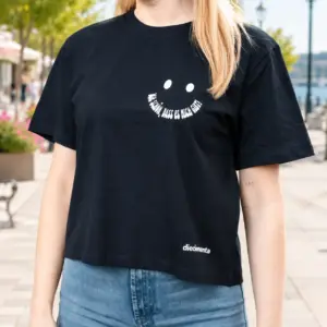 schwarzes Cropped T-Shirt SMILE