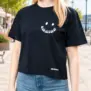 schwarzes Cropped T-Shirt SMILE