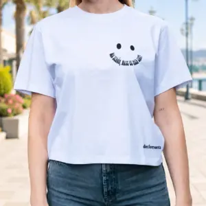 weißes Cropped T-Shirt SMILE