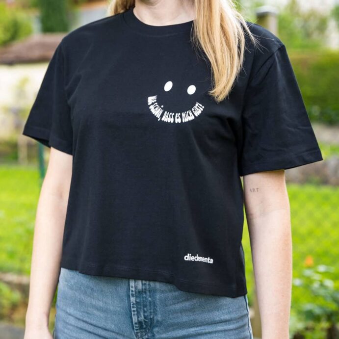 schwarzes Crop T-Shirt SMILE